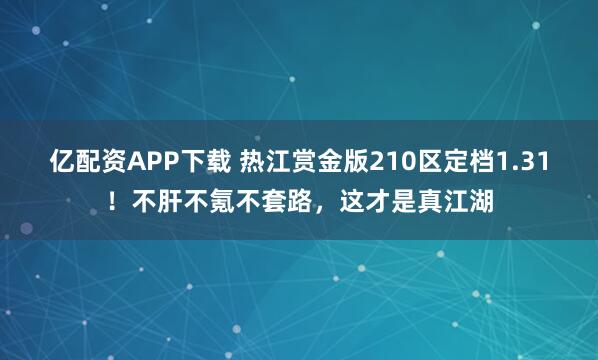 亿配资APP下载 热江赏金版210区定档1.31！不肝不氪不套路，这才是真江湖