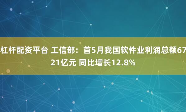 杠杆配资平台 工信部：首5月我国软件业利润总额6721亿元 同比增长12.8%